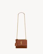 YSL SUNSET small in crocodile embossed leather